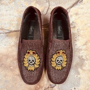 Donald J. Pliner Signature Men's Beaded Skull Treviso Driving Loafers Burgundy